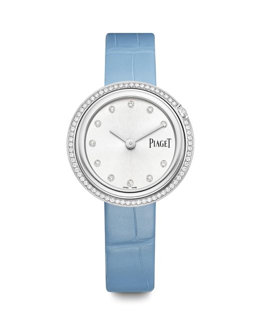 Piaget Blue Steel, Diamond And Alligator Strap Possession Watch
