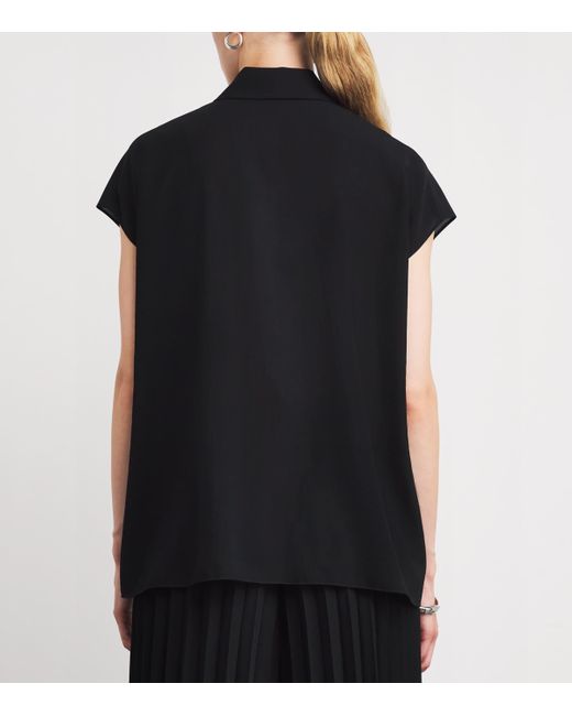 Joseph Black Pleated Antin Blouse