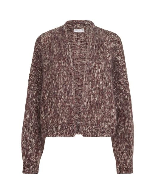 Brunello Cucinelli Brown Mohair Malfilé Cardigan