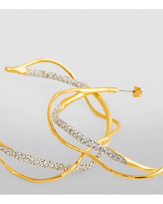 Alexis Metallic Gold-plated Pavé Crystal Intertwined Hoop Earrings
