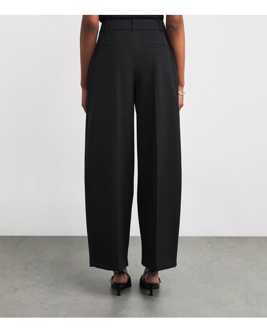 Maje Black Pleated Wide-Leg Trousers