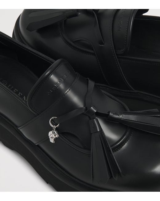 McQueen Black Leather Sofa Loafers for men