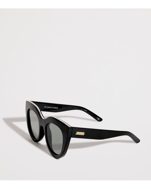 Le Specs Black Oversized Air Heart Sunglasses