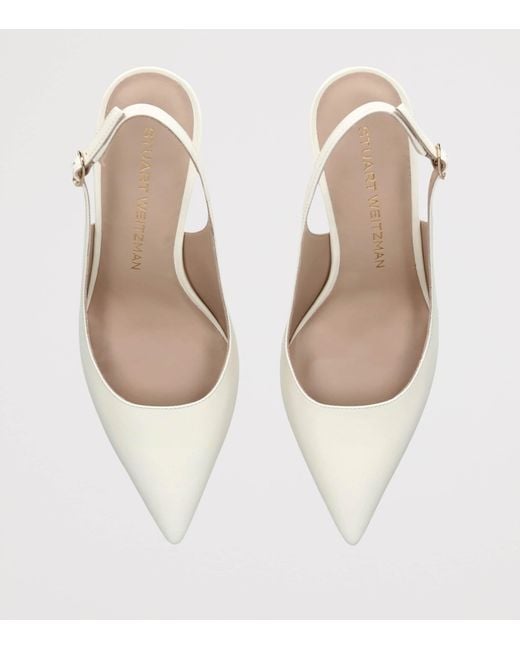 Stuart Weitzman White Leather Power Slingback Pumps 75