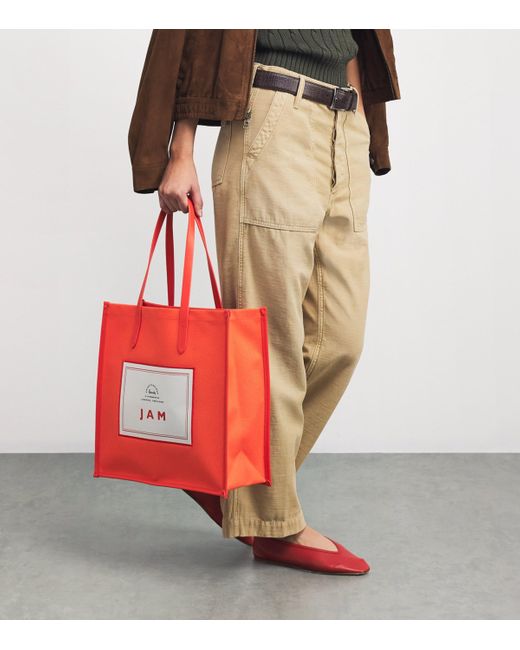 Harrods Red Cotton Jam Condiments Shopper Bag