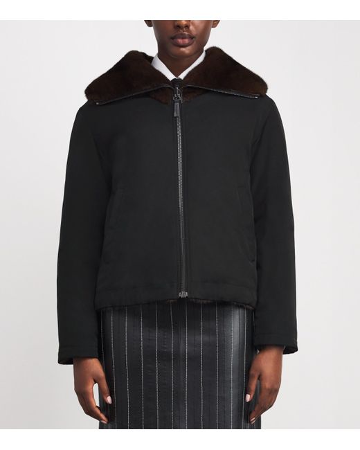 Yves Salomon Black Down-Mink Reversible Puffer Jacket