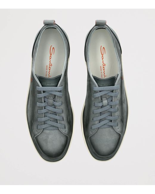 Santoni Green Leather Montecarlo Sneakers for men