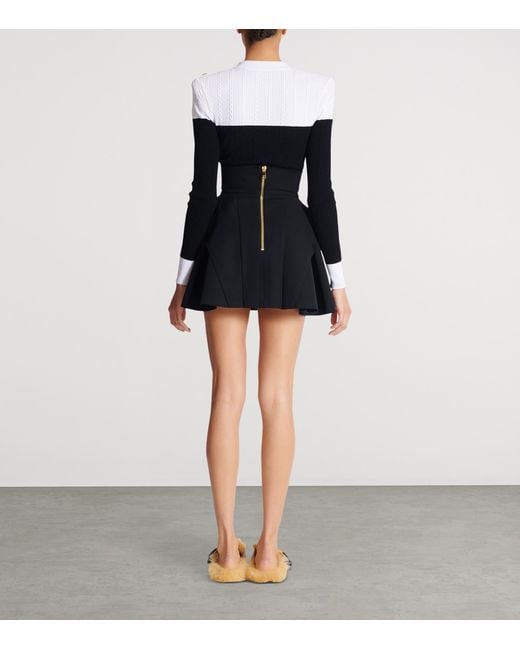 Balmain Blue Wool Mini Skirt