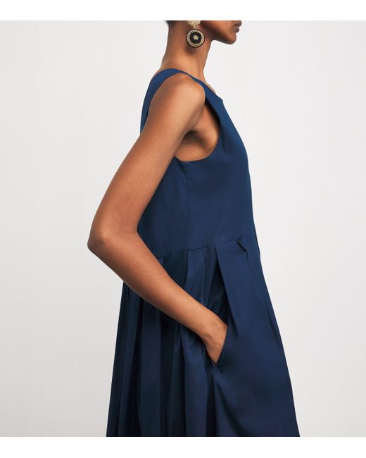 Max Mara Blue Poplin Sleeveless Midi Dress