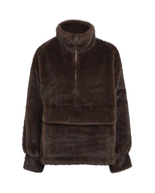 Source Unknown Brown Faux Fur Anorak Sweatshirt