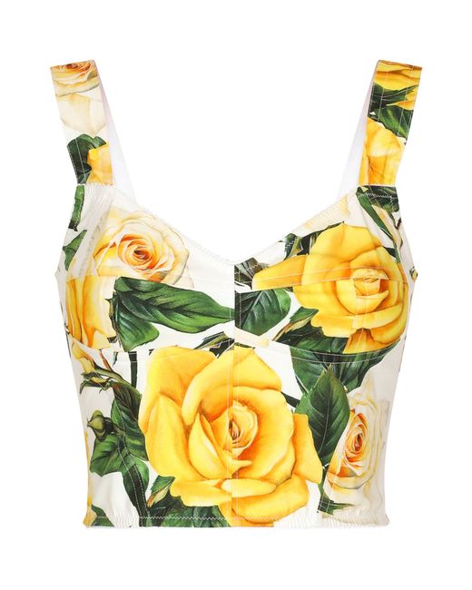 Dolce & Gabbana Yellow Floral Crop Top