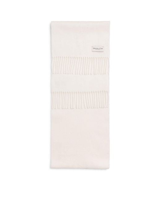 Johnstons White Natural Cashmere Scarf for men