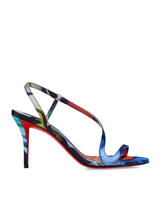 Christian Louboutin Blue Rosa Z Silk Floral Heeled Sandals 80