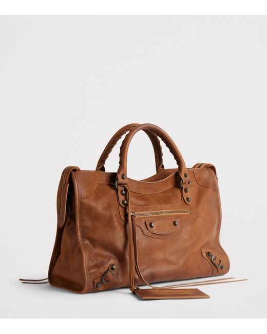 Balenciaga Brown Medium Goatskin Le City Top-Handle Bag