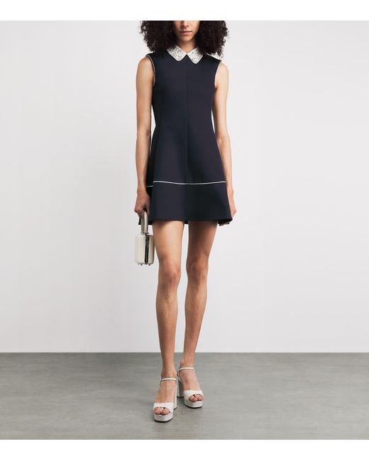 Maje Blue Embellished Collar Mini Dress