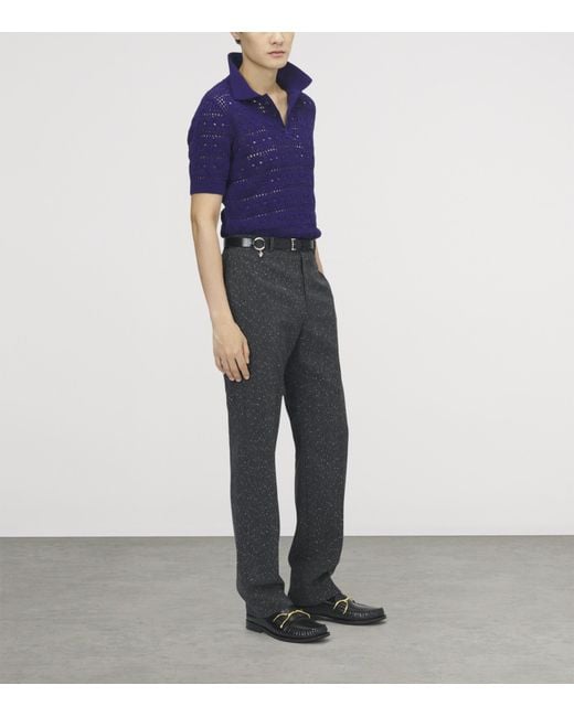 McQueen Gray Wool Metallic-Pinstripe Trousers for men