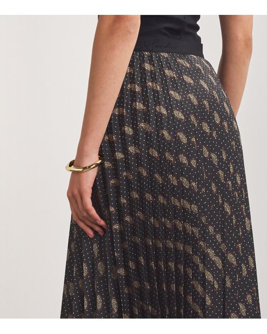 Sandro Black Paisley Print Pleated Skirt