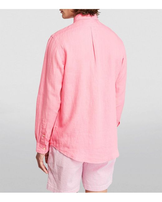 Polo Ralph Lauren Pink Linen Polo Pony Shirt for men