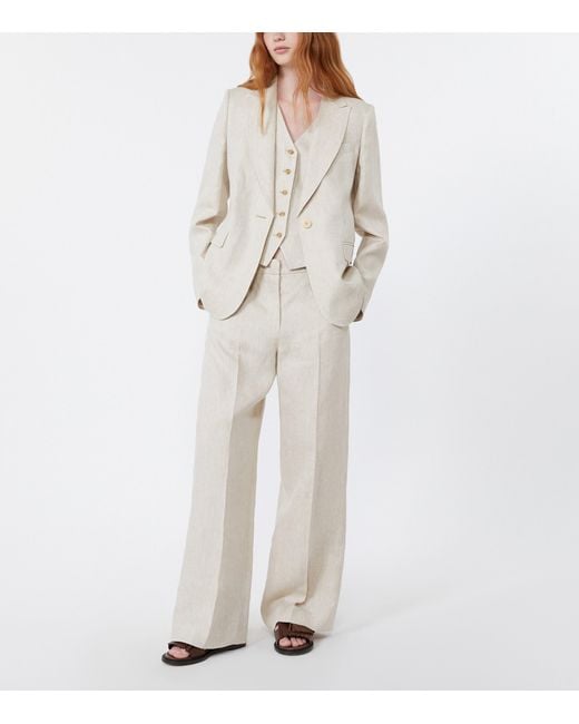 Weekend by Maxmara White Linen Wide-Leg Trousers