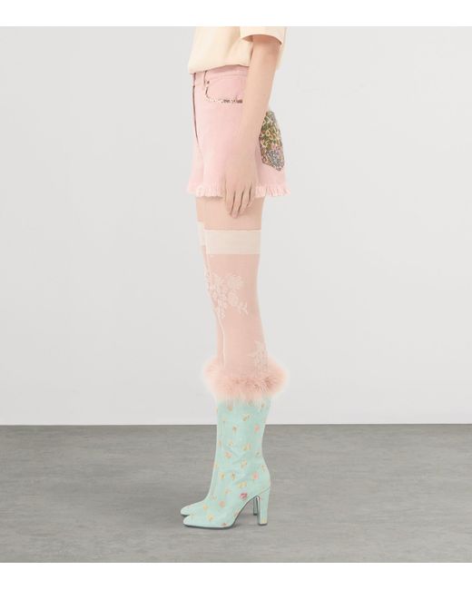Valentino Pink Cotton-Linen Patch Shorts