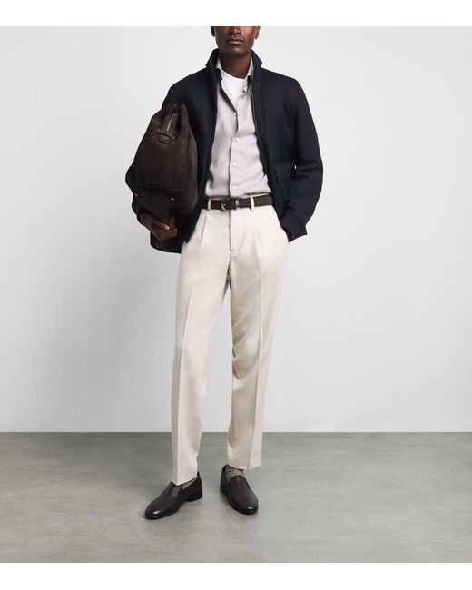 Herno Blue Wool Harrington Jacket for men