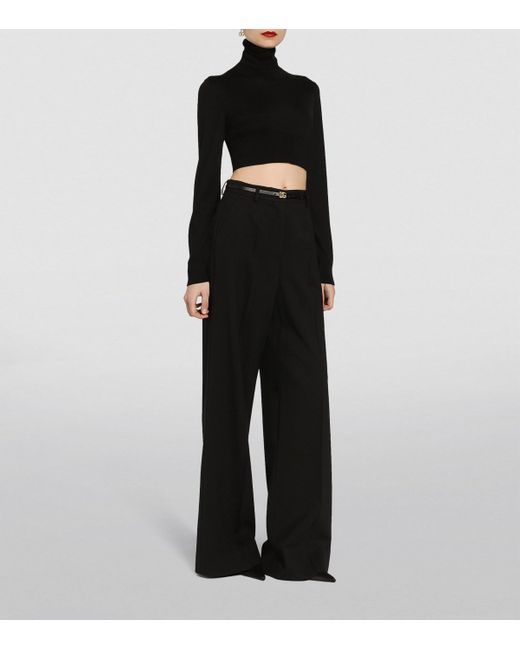 Dolce & Gabbana Black Wool Straight-Leg Trousers