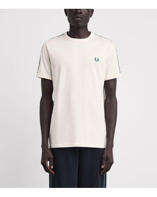Fred Perry White Cotton Contrast-Tape Ringer T-Shirt for men