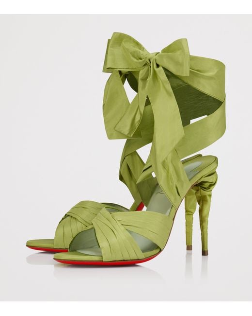 Christian Louboutin Green Affabula Lace-Up 100 Silk-Taffeta Heeled Sandals