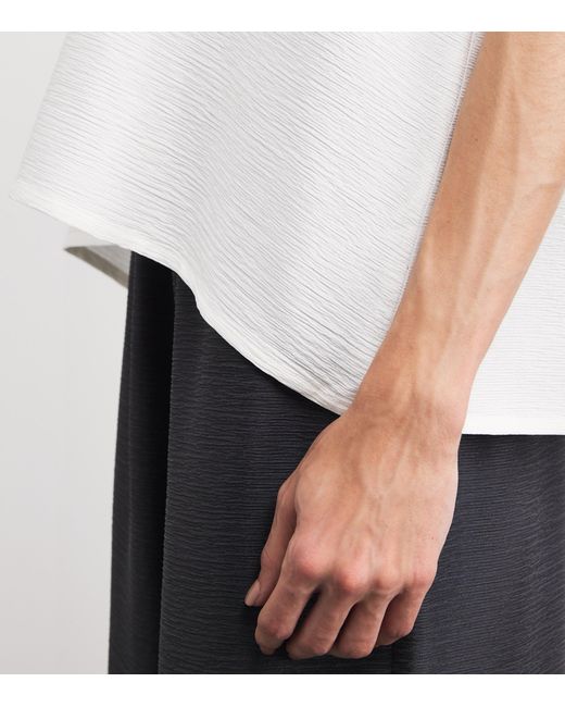 Eskandar White Silk Plissé A-Line Shell Top