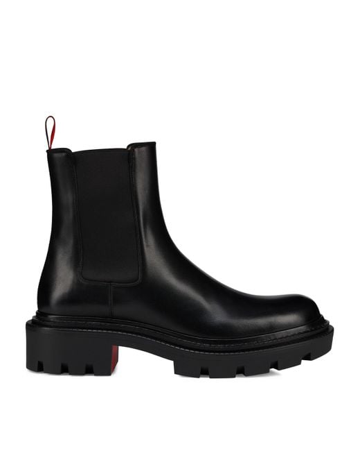 Christian Louboutin Black Devon Leather Chelsea Boots for men