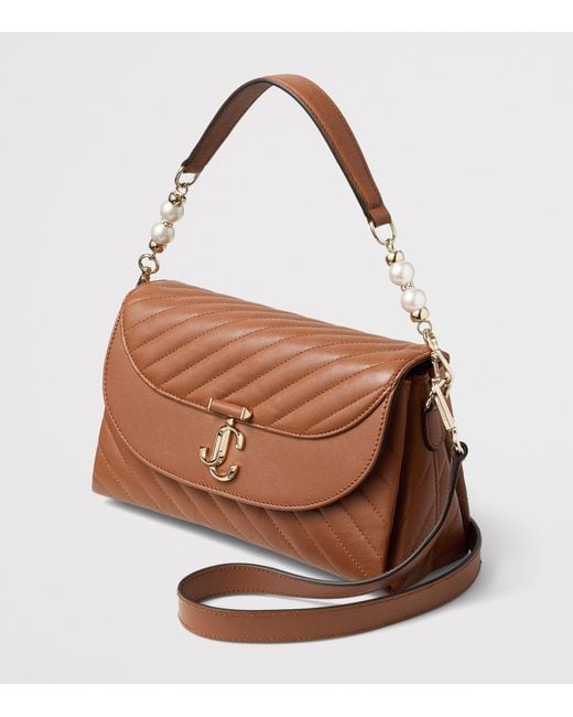 Jimmy Choo Brown Leather Curve Top-Handle Bag