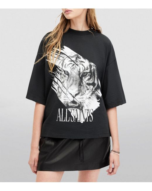 AllSaints Black Organic Cotton Prowl Amelie T-shirt