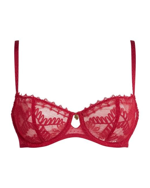 Aubade Red Lace Half-Cup Mystery Of Love Balconette Bra
