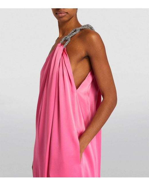 Stella McCartney Pink Satin Embellished Falabella Gown