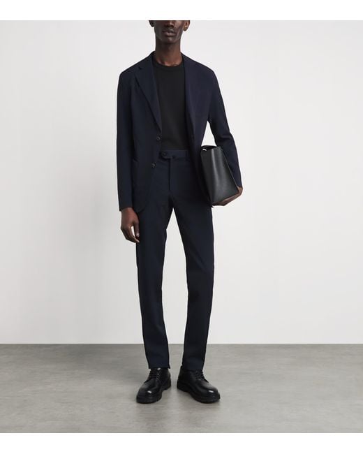 Emporio Armani Blue Virgin Wool-Blend Blazer for men