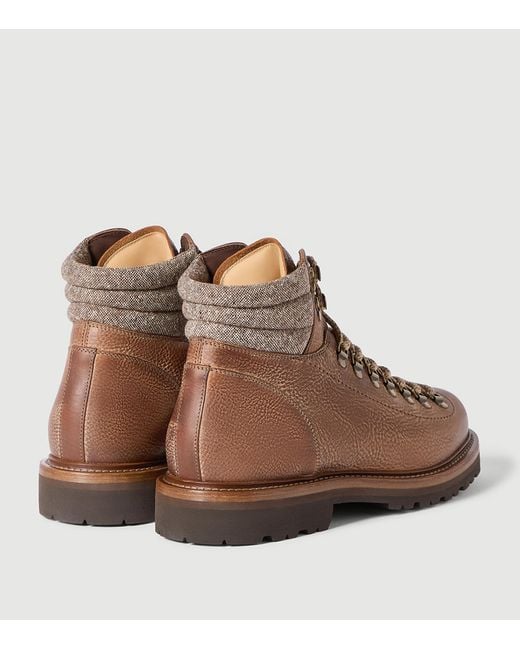 Brunello Cucinelli Brown Leather Ankle Boots for men