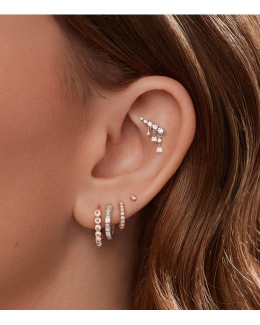 Maria Tash Metallic Invisible Set Baguette Diamond Eternity Hoop Earring