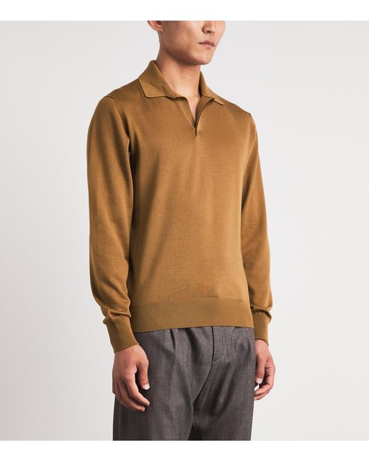 Sease Brown Virgin Wool Polo Shirt for men
