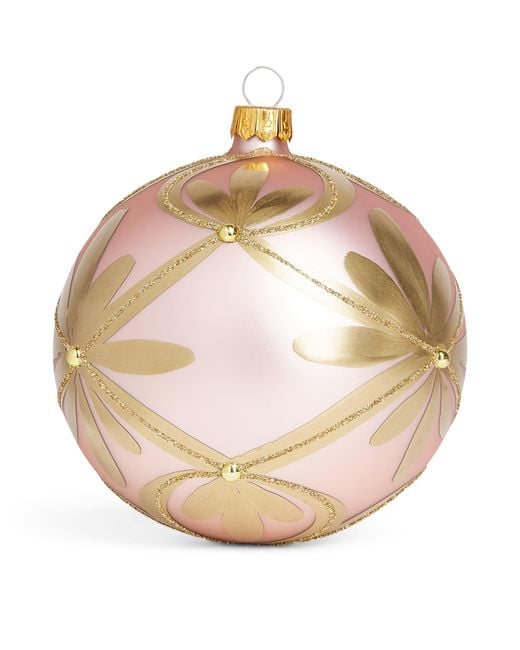 Harrods Metallic Glass Flower Bauble