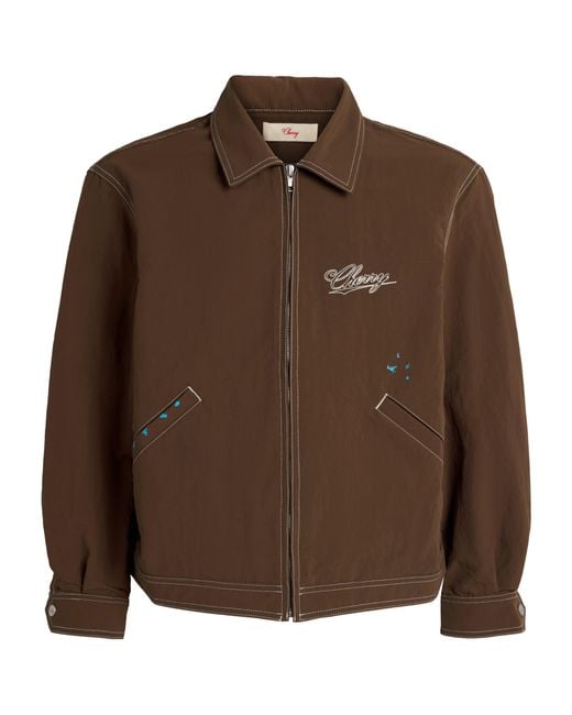 CHERRY LA Brown Embroidered Running Jacket for men