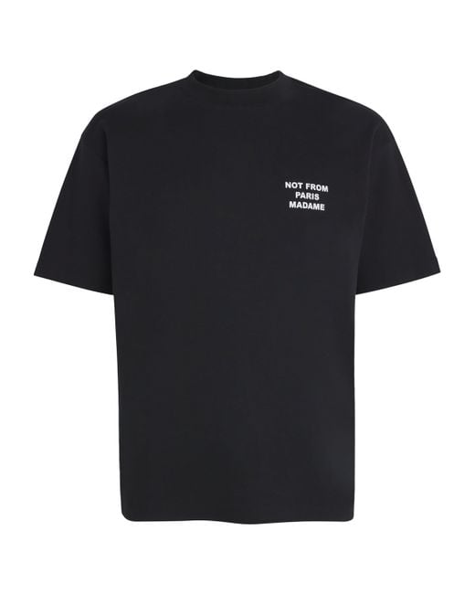 Drole de Monsieur Black Cotton Slogan T-Shirt for men