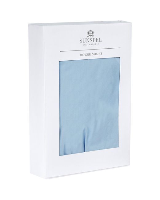 Sunspel Blue Cotton Classic Boxer Shorts for men