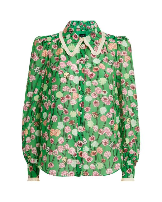 ME+EM Green Me+em Cotton-silk Floral Shirt