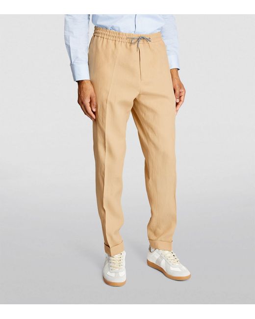Paul Smith Natural Linen Drawstring Trousers for men