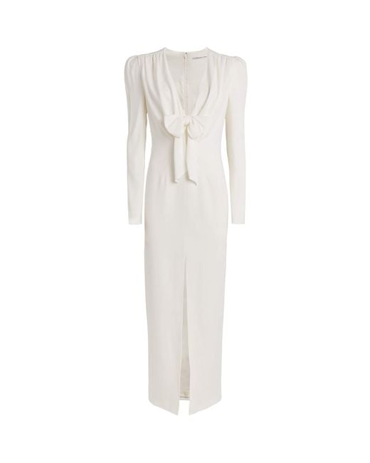 Alessandra Rich White Cady Bow-Detail Midi Dress