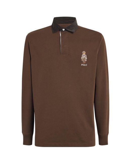 Polo Ralph Lauren Brown Cotton Polo Bear Rugby Shirt for men