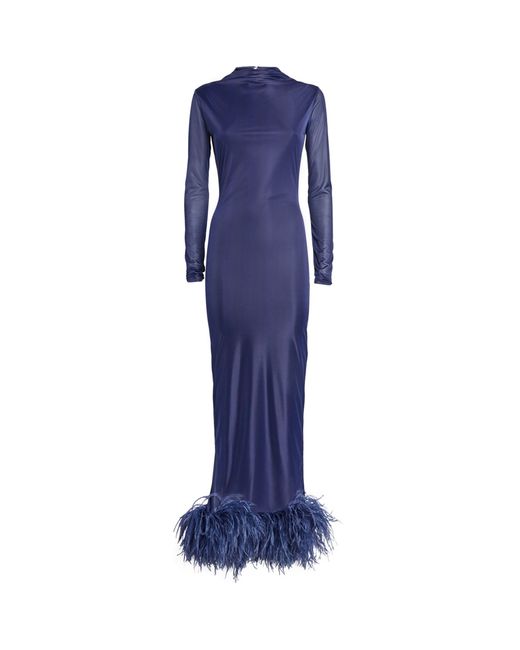 16Arlington Blue Feather-trim Luna Gown