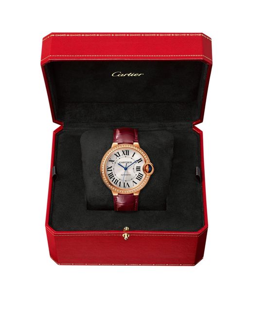 Cartier Pink Rose Gold And Diamond Ballon Bleu De Watch 36mm