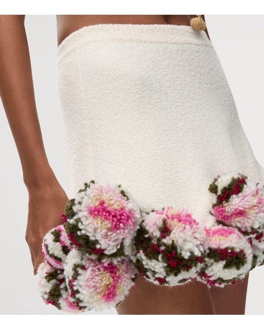 Loewe Pink X Paula' Ibiza Cotton-Blend Pom-Pom Mini Skirt