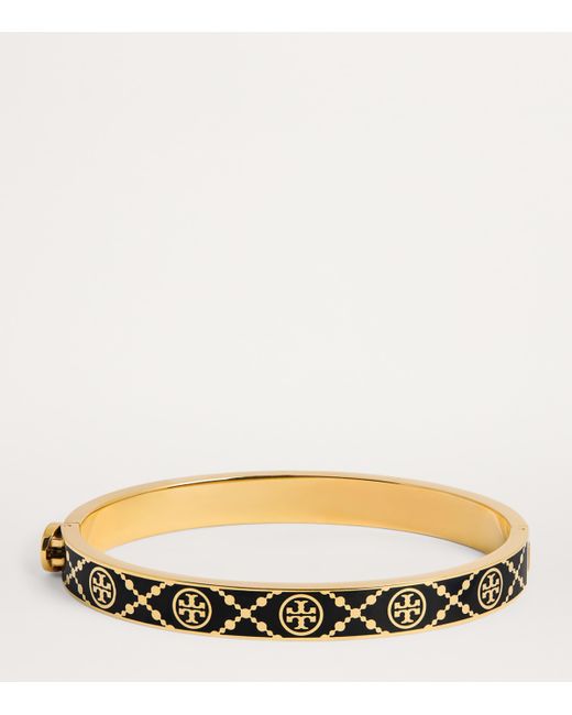 Tory Burch Natural Double T Monogram Hinge Bangle